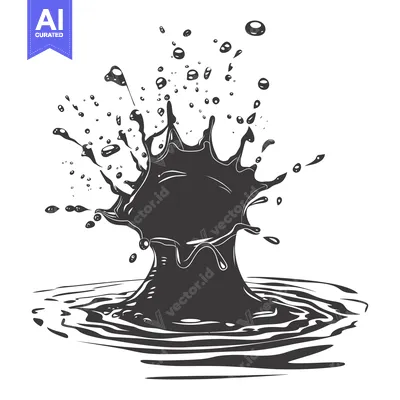 Black Liquid Splashing and Creating Ripples in Water