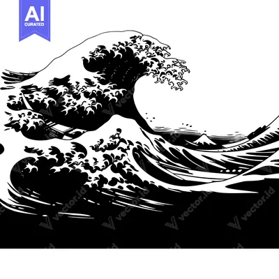 Popular premium asset: A Black and White Illustration of the Great Wave off Kanagawa