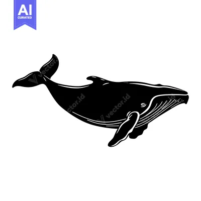Aset premium populer: Black and White Silhouette of a Whale Swimming