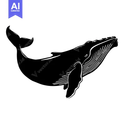 Premium design asset: Black and White Silhouette of a Humpback Whale