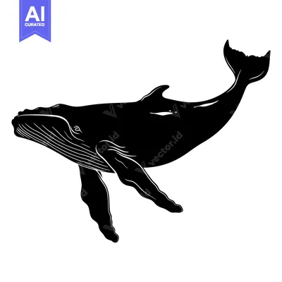 Premium design asset: Black and White Silhouette of a Humpback Whale