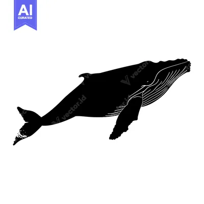 Popular premium asset: Black Silhouette of a Humpback Whale Swimming