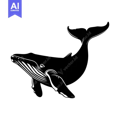 Black and White Silhouette of a Humpback Whale Jumping Out of the Wate