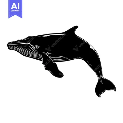 Aset premium populer: A Black and White Silhouette of a Whale Leaping Out of the Water