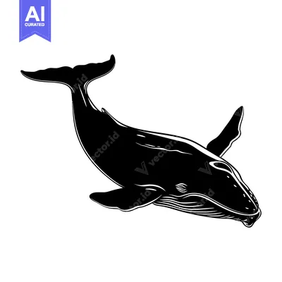 Aset premium populer: Black and White Silhouette of a Humpback Whale
