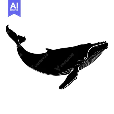 Aset premium populer: Black and White Silhouette of a Humpback Whale