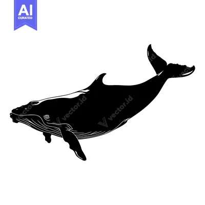 Aset premium populer: Black and White Silhouette of a Humpback Whale