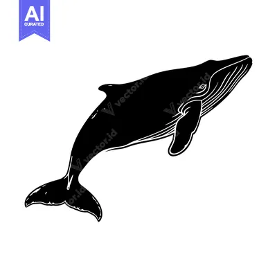 Aset premium populer: Black and White Silhouette of a Humpback Whale