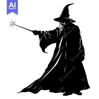 Popular premium asset: A wizard in a pointed hat casting a spell with a glowing wand.