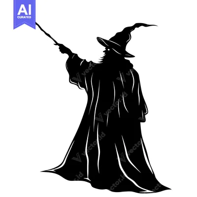 Popular premium asset: Silhouette of a Witch Casting a Spell with a Burning Wand