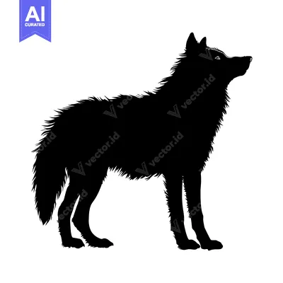 A Silhouette of a Wolf Looking Upward
