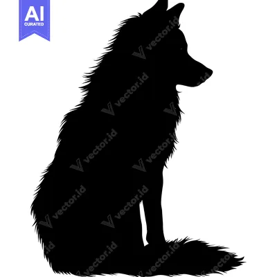 Aset premium populer: Black Silhouette of a Sitting Wolf