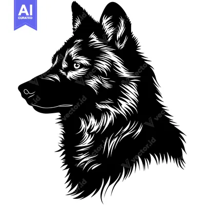 Aset premium populer: Silhouette of a Wolf's Head with Detailed Fur