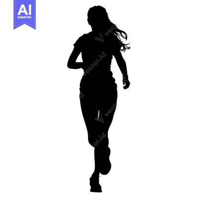 Aset desain premium: Silhouette of a Woman Running Forward