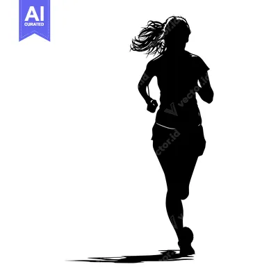 Aset premium populer: Silhouette of a Woman Running with Flowing Hair