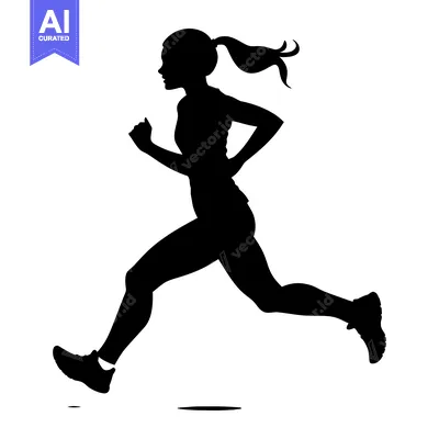 Premium design asset: Silhouette of a Woman Running with a Ponytail
