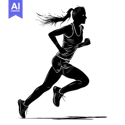 Premium design asset: Silhouette of a Female Runner in Motion