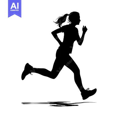 Aset desain premium: Silhouette of a Woman Running with a Ponytail