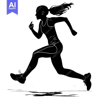 Aset premium populer: Silhouette of a Woman Running in Athletic Gear