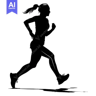 Aset premium populer: Silhouette of a Female Runner in Motion