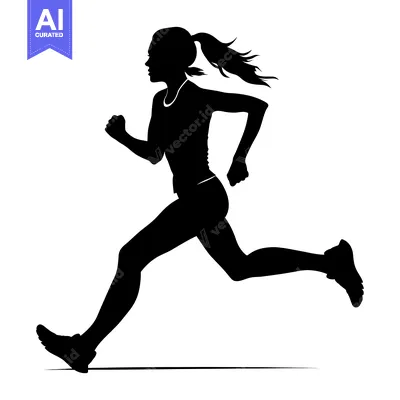 Popular premium asset: Silhouette of a Woman Running with Hair in a Ponytail