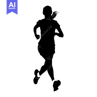Premium design asset: Silhouette of a Woman Running with Her Hair Flowing