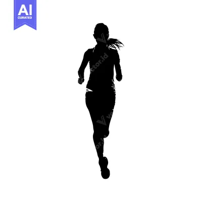 Premium design asset: Silhouette of a Woman Running Forward