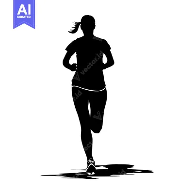 Aset premium populer: Silhouette of a Woman Running with a Ponytail