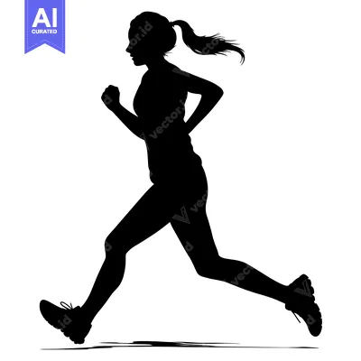 Popular premium asset: Silhouette of a Woman Running with Ponytail