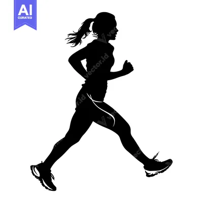 Aset premium populer: Silhouette of a Woman Running with a Ponytail