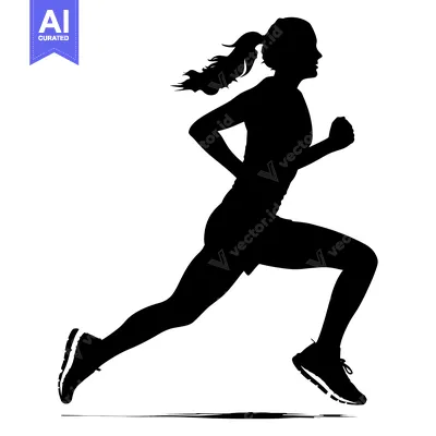 Popular premium asset: Silhouette of a Woman Running with Her Hair Tied Up