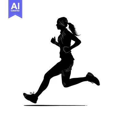 Premium design asset: Silhouette of a Woman Running with a Ponytail