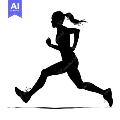 Silhouette of a Female Runner in Mid-Stride