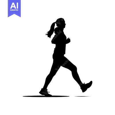 Aset premium populer: Silhouette of a Woman Running with Ponytail
