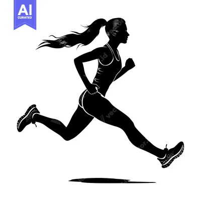 Popular premium asset: Silhouette of a Woman Running with Her Hair in a Ponytail