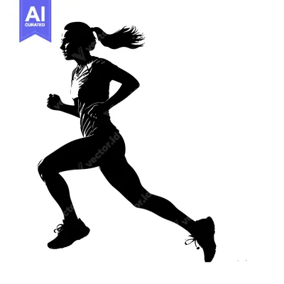 Aset premium populer: Silhouette of a Woman Running with Long Hair Flowing