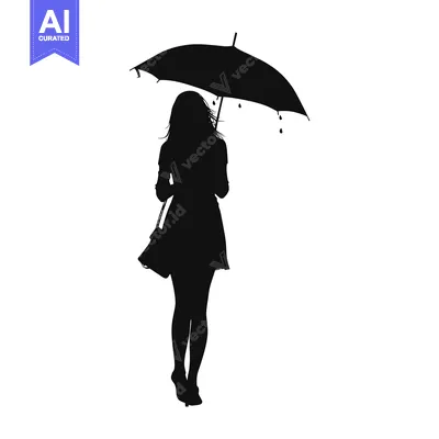 Silhouette of a Woman Holding an Umbrella with Dripping Water