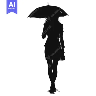Aset premium populer: Silhouette of a woman walking with an umbrella