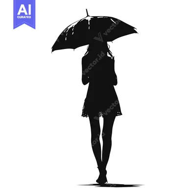 Aset premium populer: Silhouette of a Woman Walking with an Umbrella
