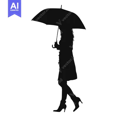 Aset premium populer: Silhouette of a woman walking with an umbrella