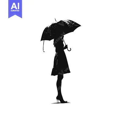 Aset premium populer: Silhouette of a Woman in a Dress Holding an Umbrella