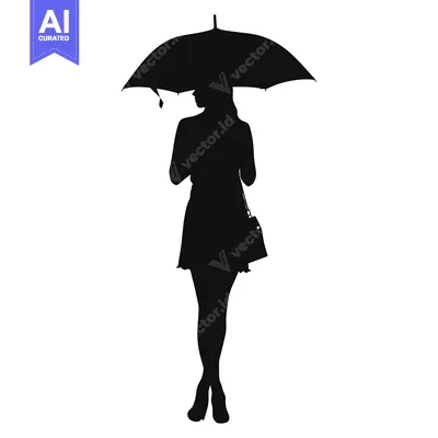 Aset premium populer: Silhouette of a Woman Holding an Umbrella