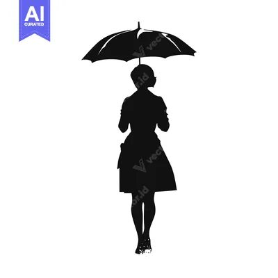 Aset premium populer: Silhouette of a Woman Holding an Umbrella