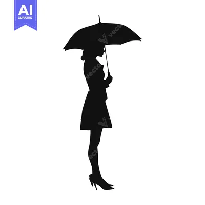 Popular premium asset: Silhouette of a Woman Holding an Umbrella