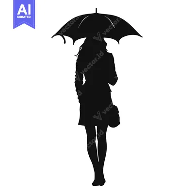 Popular premium asset: Silhouette of a Woman Holding an Umbrella
