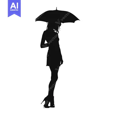 Aset premium populer: Silhouette of a Woman Holding an Umbrella
