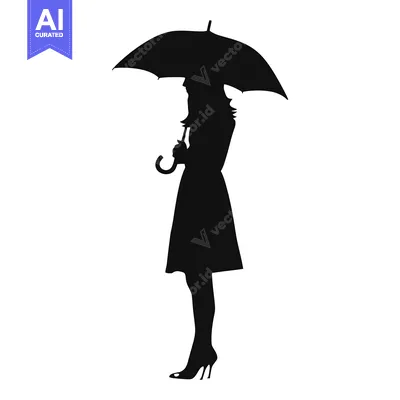Premium design asset: Silhouette of a Woman Holding an Umbrella