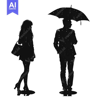 Popular premium asset: Silhouette of a Man and Woman in the Rain