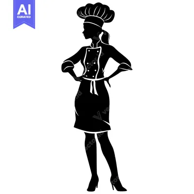 Aset premium populer: Silhouette of a Woman in a Chef's Uniform and Hat