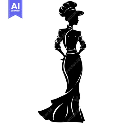 Silhouette of a Woman in a Chef's Uniform and Hat